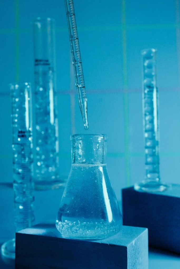 Clear Glass Bottle With Blue Liquid